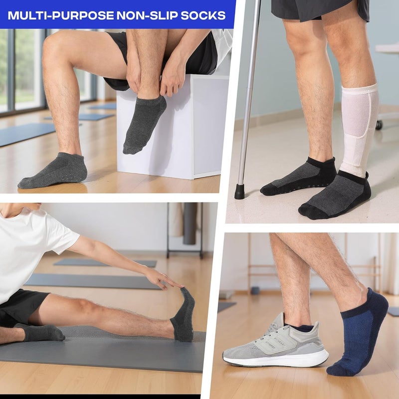 CoolMate Store Mens Grip Socks Men Non Slip Size 6-10-13-14, Non Slip Pilates Yoga Socks for Men with Grips, Grippy - Image 5